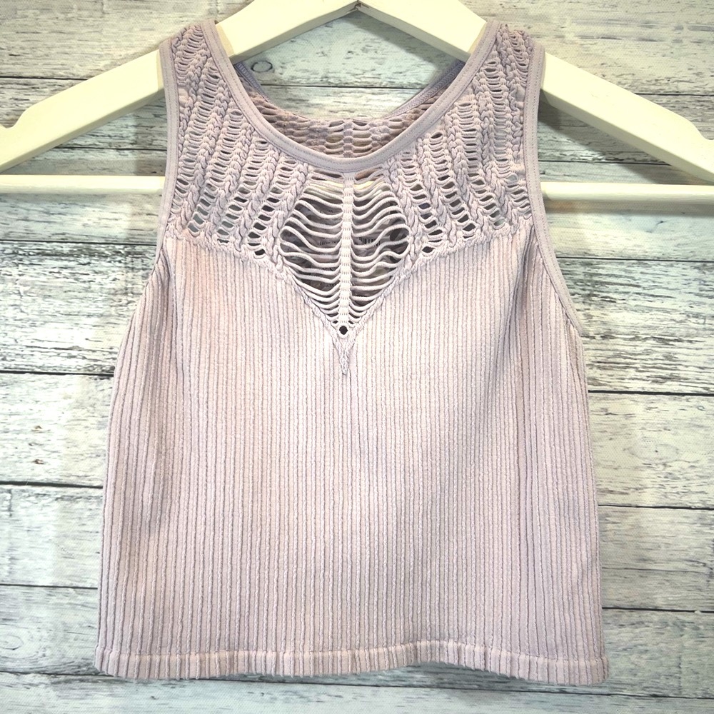 Free People Intimately Seamless Ribbed High Neck Bra Crop Lavender XS/S
